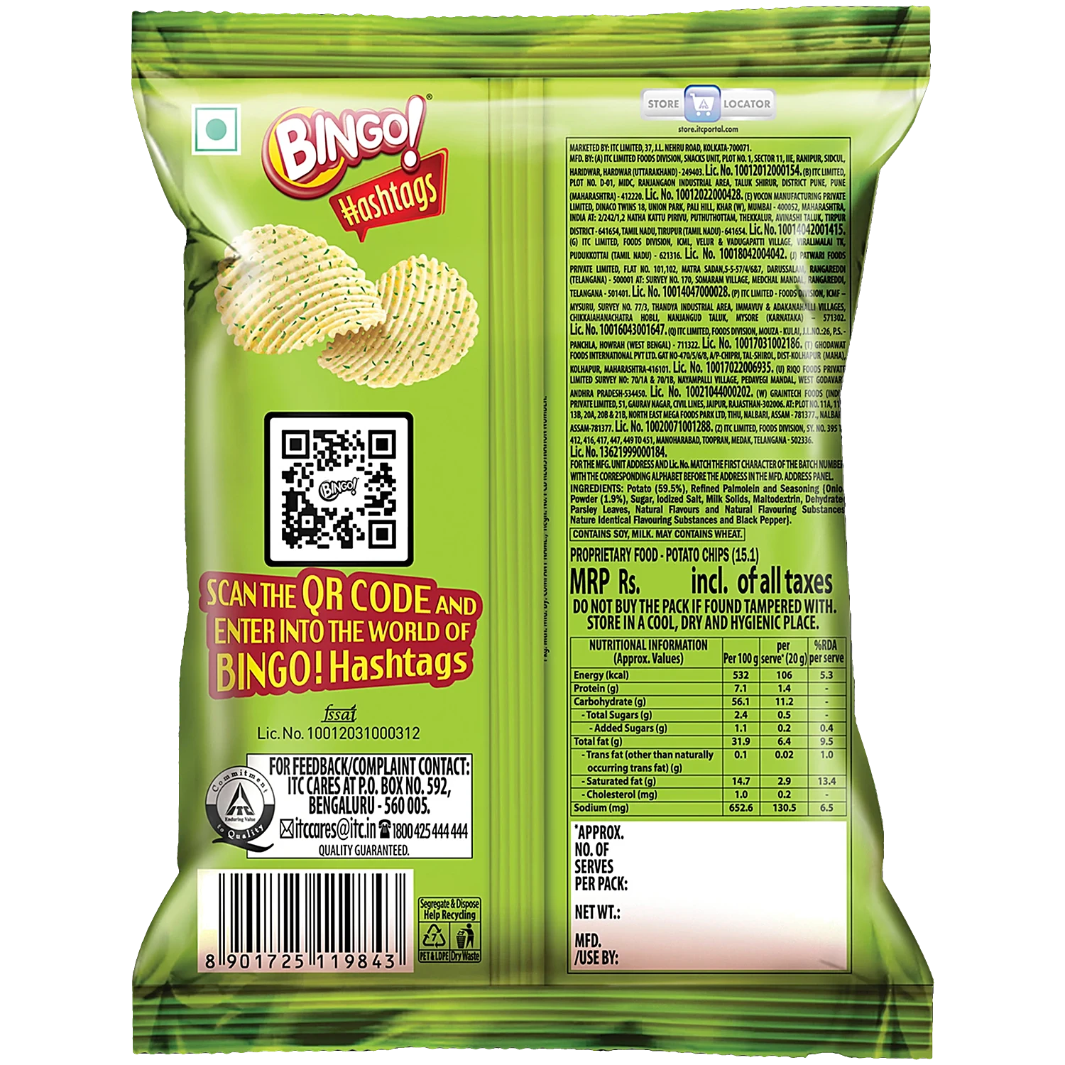 Bingo Hashtags Cream & Onion Potato Chips 22.5g - Image 3