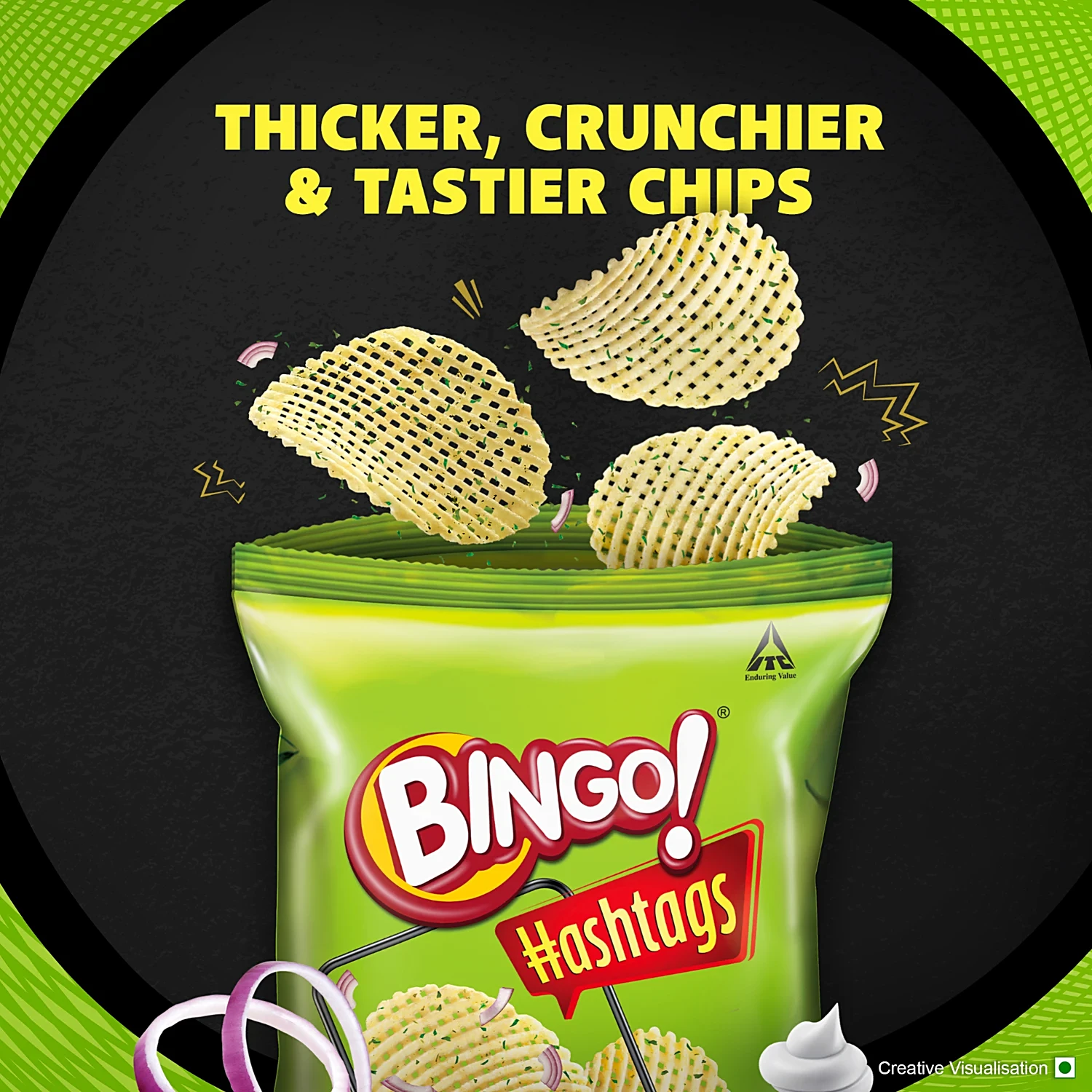 Bingo Hashtags Cream & Onion Potato Chips 22.5g - Image 2