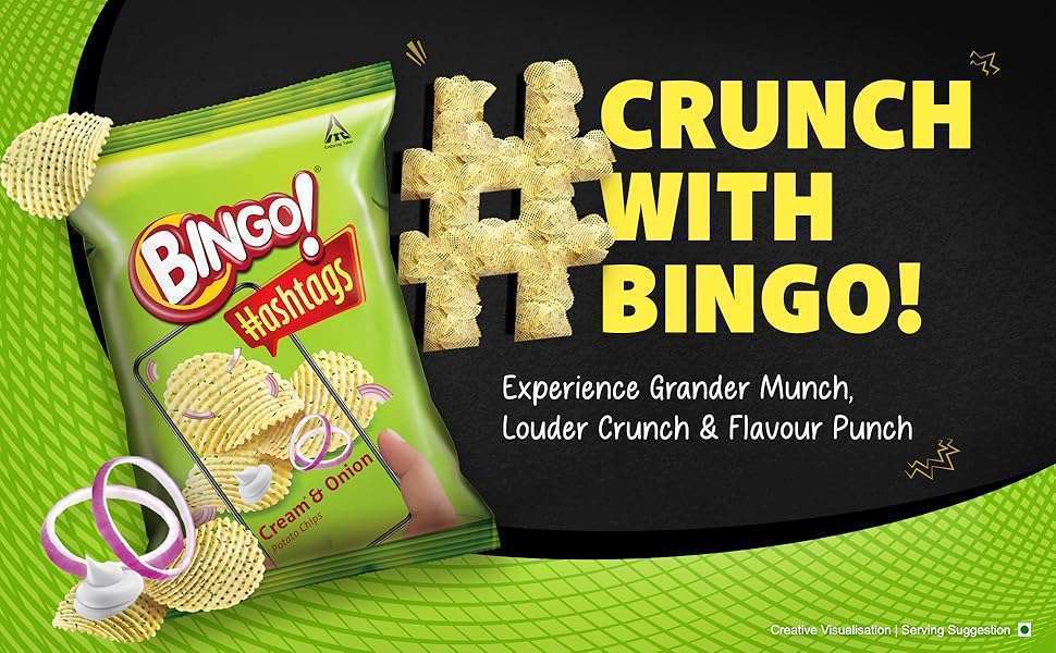 Bingo Hashtags Cream & Onion Potato Chips 22.5g - Image 4