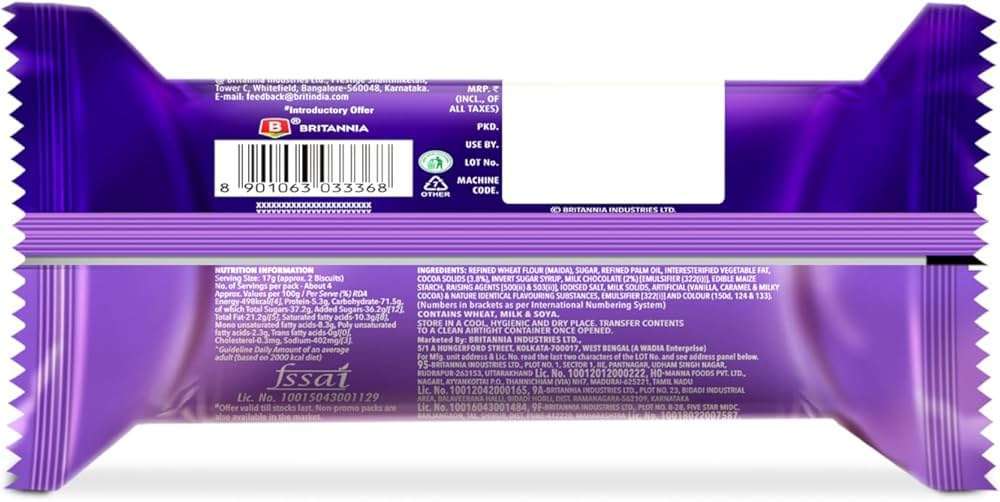 Britannia Treat CHOCO Creame Biscuit 43g+17g Extra - Image 2
