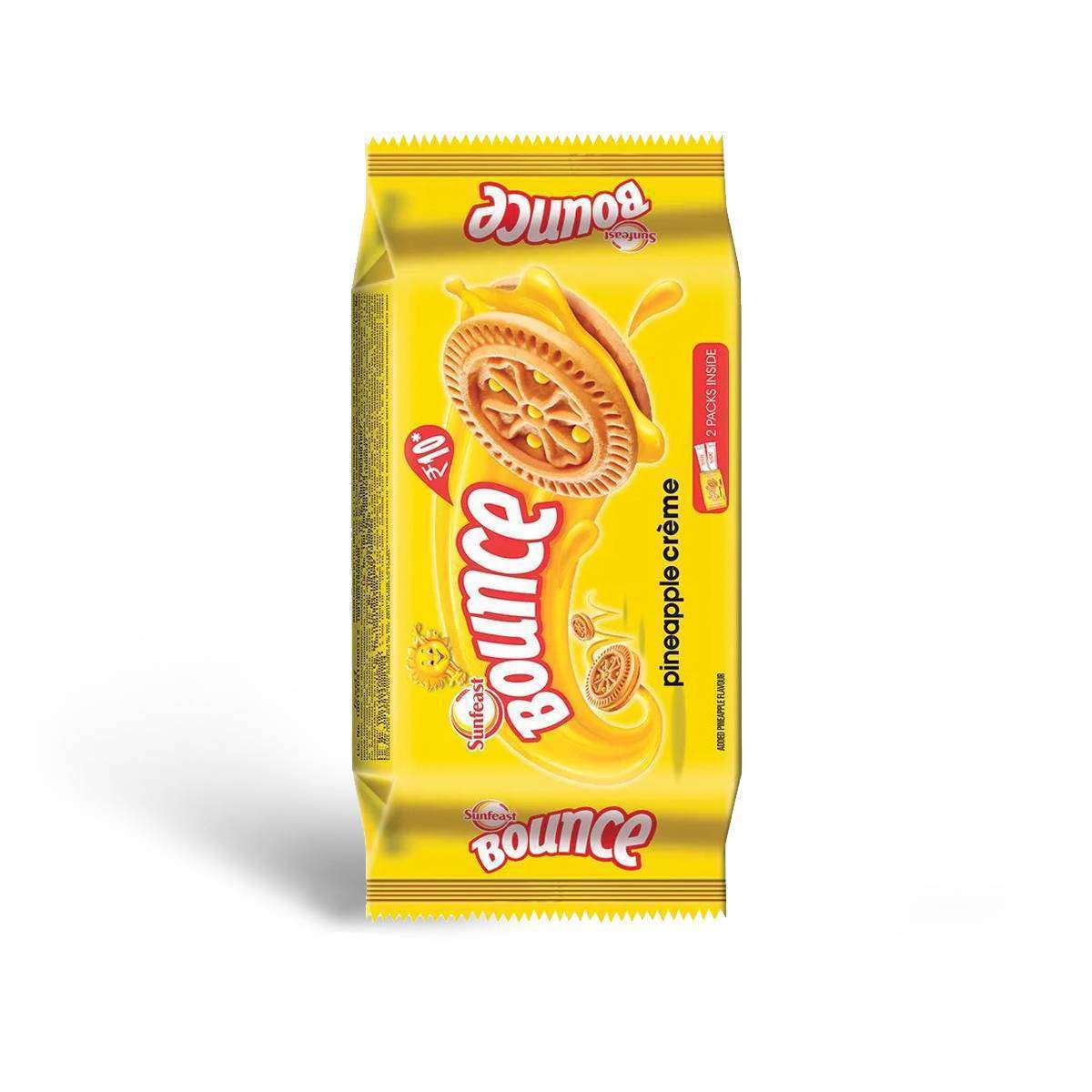 Sunfeast Bounce PINEAPPLE Creme Biscuit 24.8g+6.2g Extra - Image 2