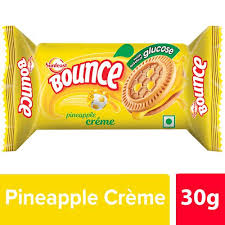 Sunfeast Bounce PINEAPPLE Creme Biscuit 24.8g+6.2g Extra