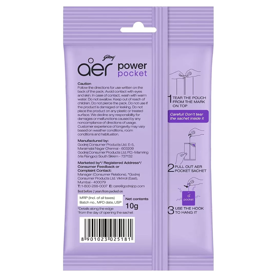 Godrej Aer Power Pocket LAVENDER BLOOM 10g - Image 3