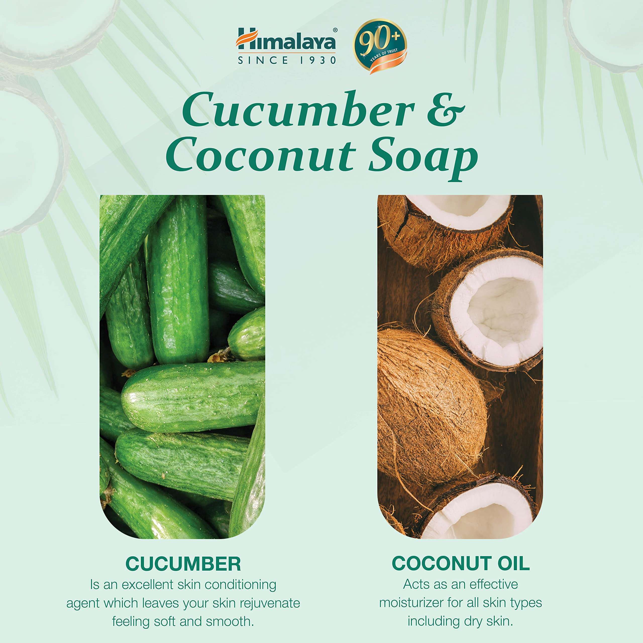 Himalaya Cucumber & Coconut Bathing Soap 75g - Image 2