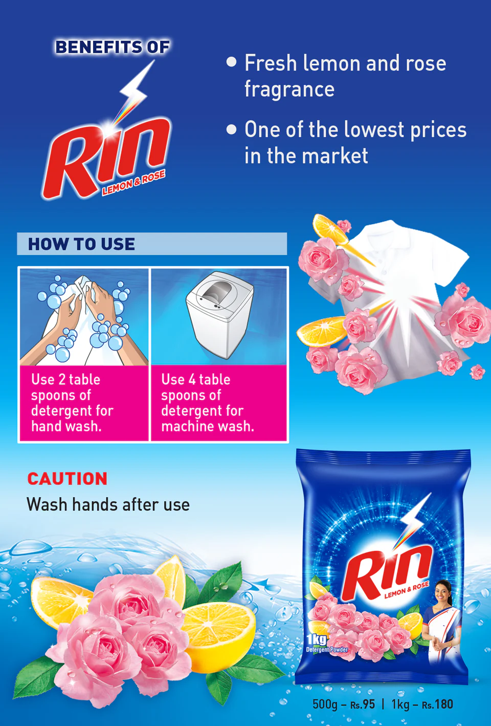 Rin REFRESH Detergent Powder 1kg - Image 3