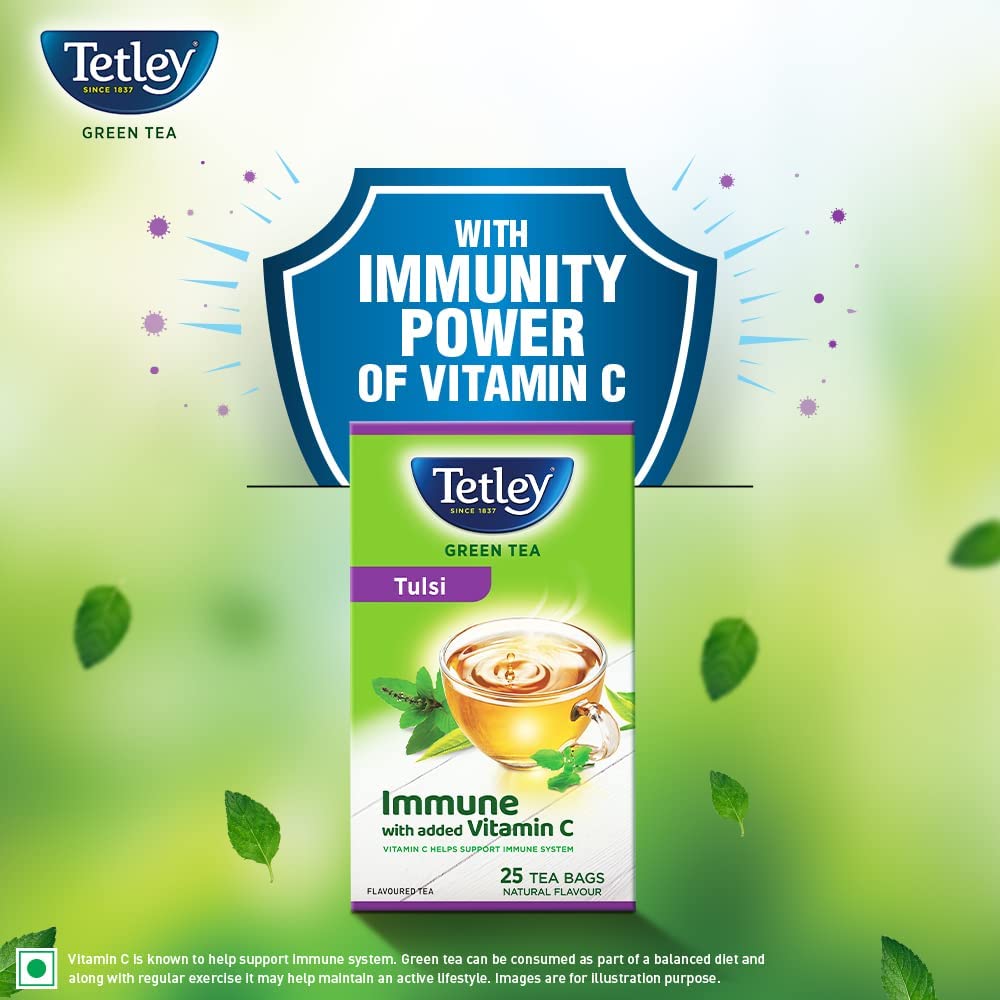 Tetley Green Tea TULSI 25 Tea Bags - Image 2