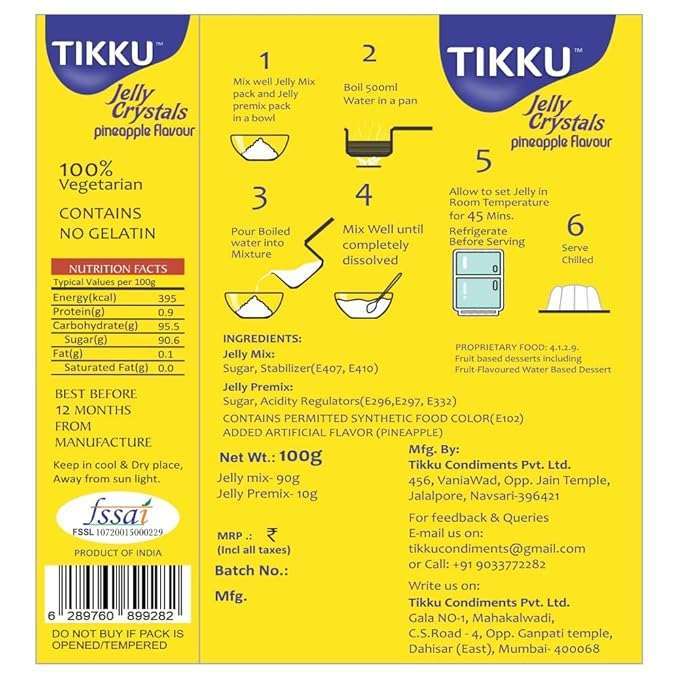 Tikku Jelly Crystal Pineapple Flavour 100g - Image 3