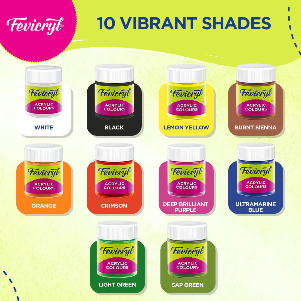 Fevicryl Acrylic Colours 10 Shades - Image 3