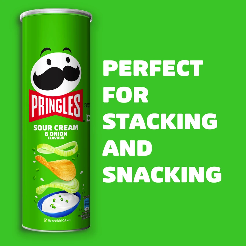 Pringles Cream & Onion Flavour Chips 107g - Image 2