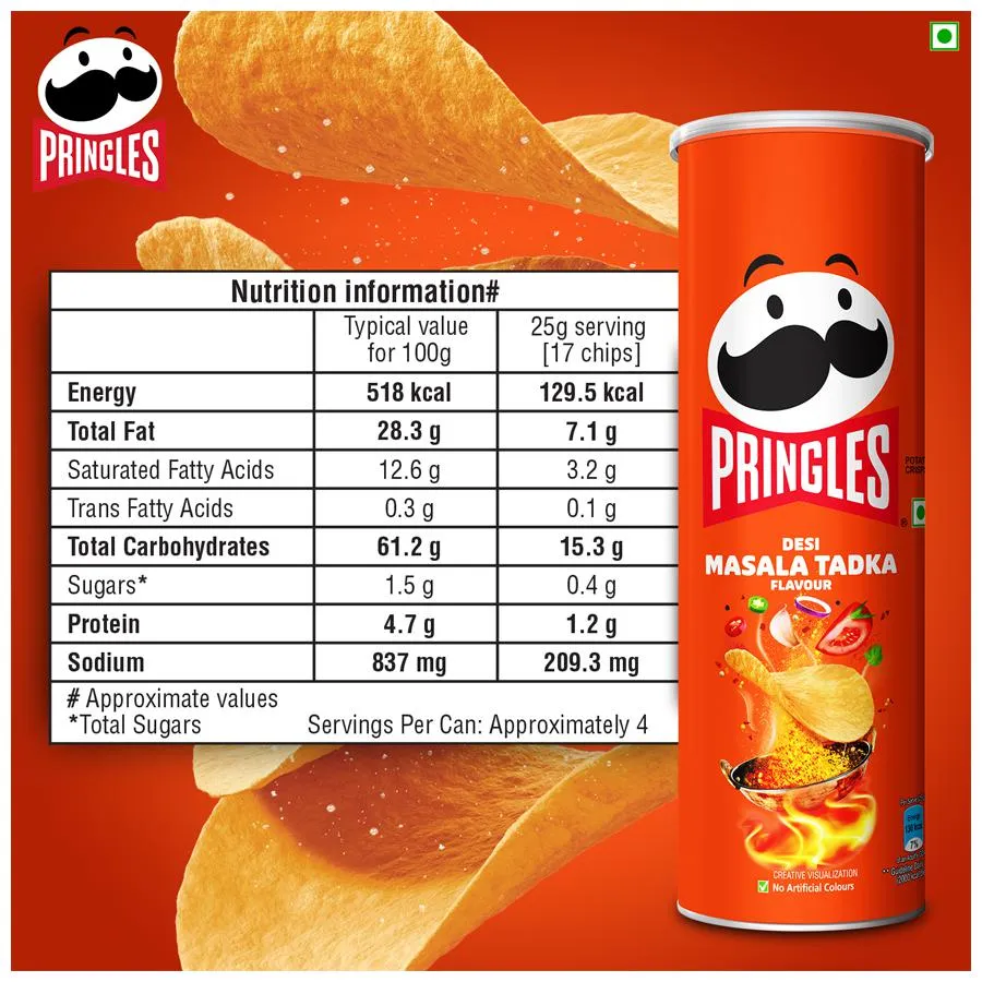 Pringles Masala Tadka Flavour Chips 102g - Image 2