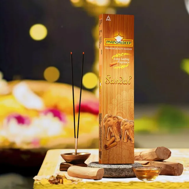 Mangaldeep Sandal Long Lasting Fragrance Agarbathi 95g - Image 3
